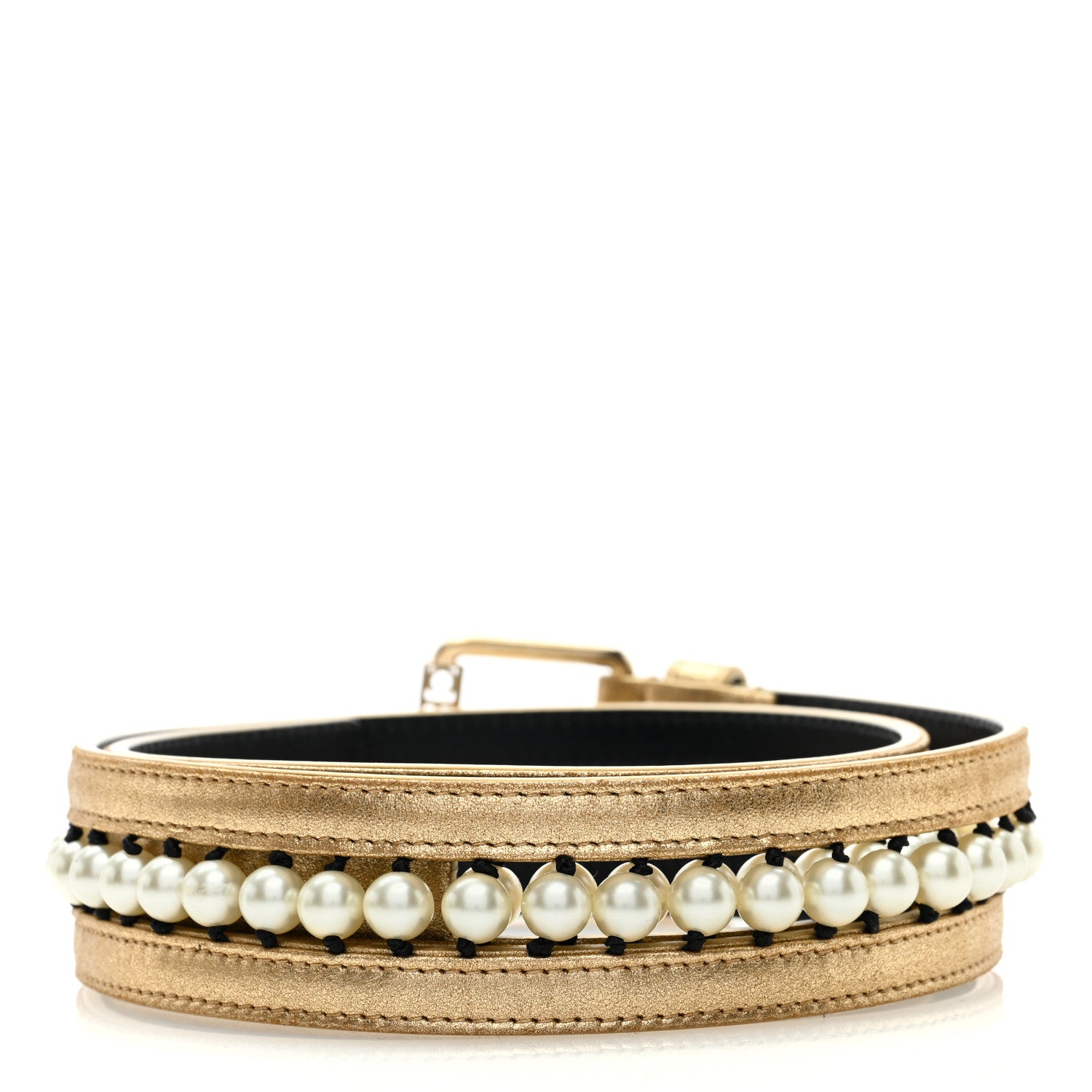 Chanel Metallic Lambskin Pearl CC Belt 70 28 Gold 2 of 4