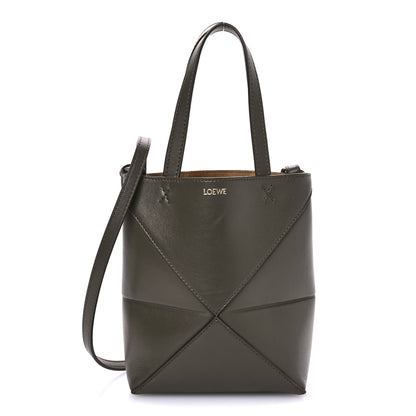 Loewe Shiny Calfskin Mini Puzzle Fold Tote Dark Khaki 1 of 10