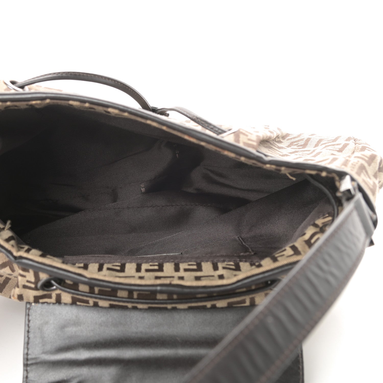 Fendi Zucchino Vitello Drawstring Shoulder Bag Testa di Moro Beige 5 of 14