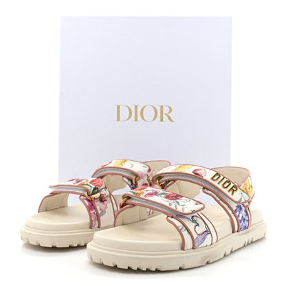 Christian Dior Technical Fabric Petites Fleurs Print Dioract Sandals 40 White Multicolor 10 of 10