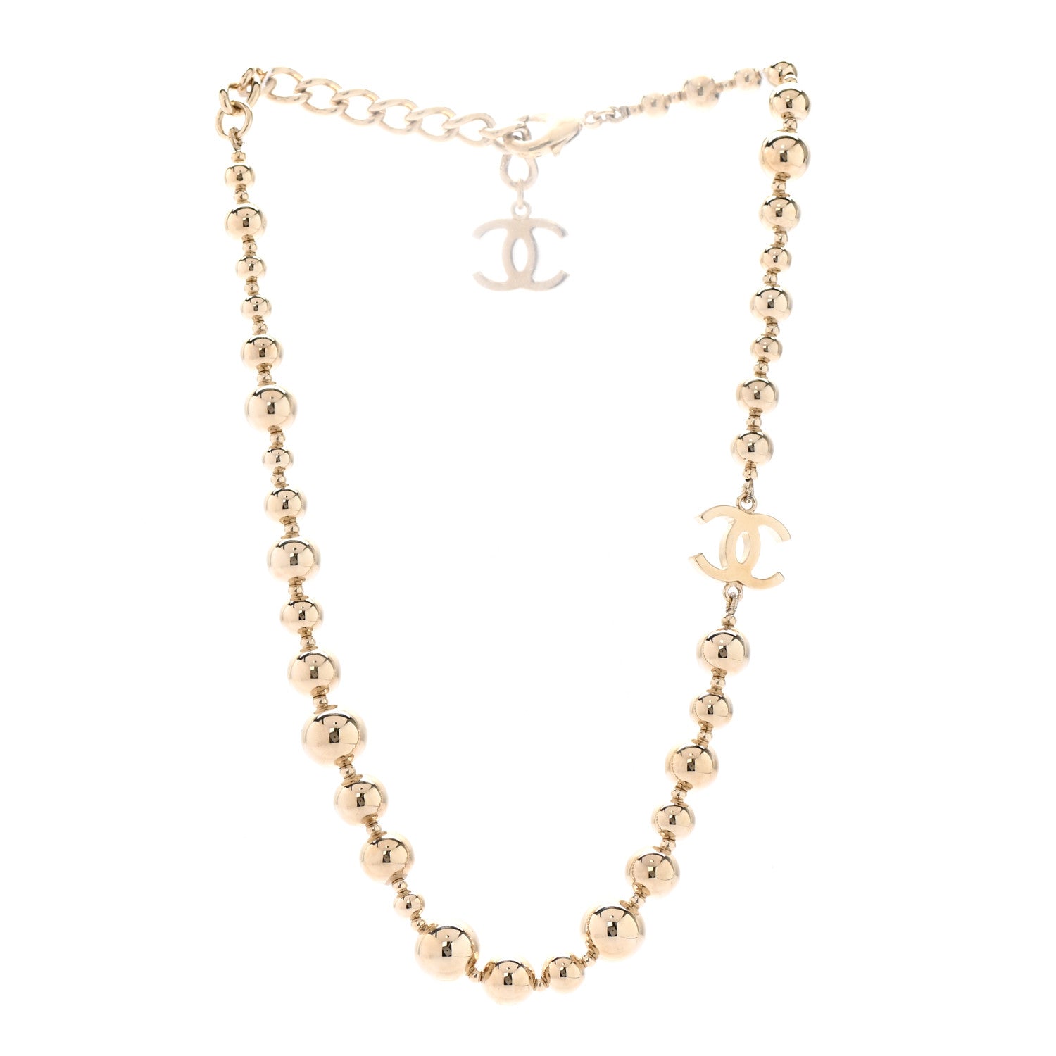 Chanel Metal Bead CC Necklace Gold 3 of 6