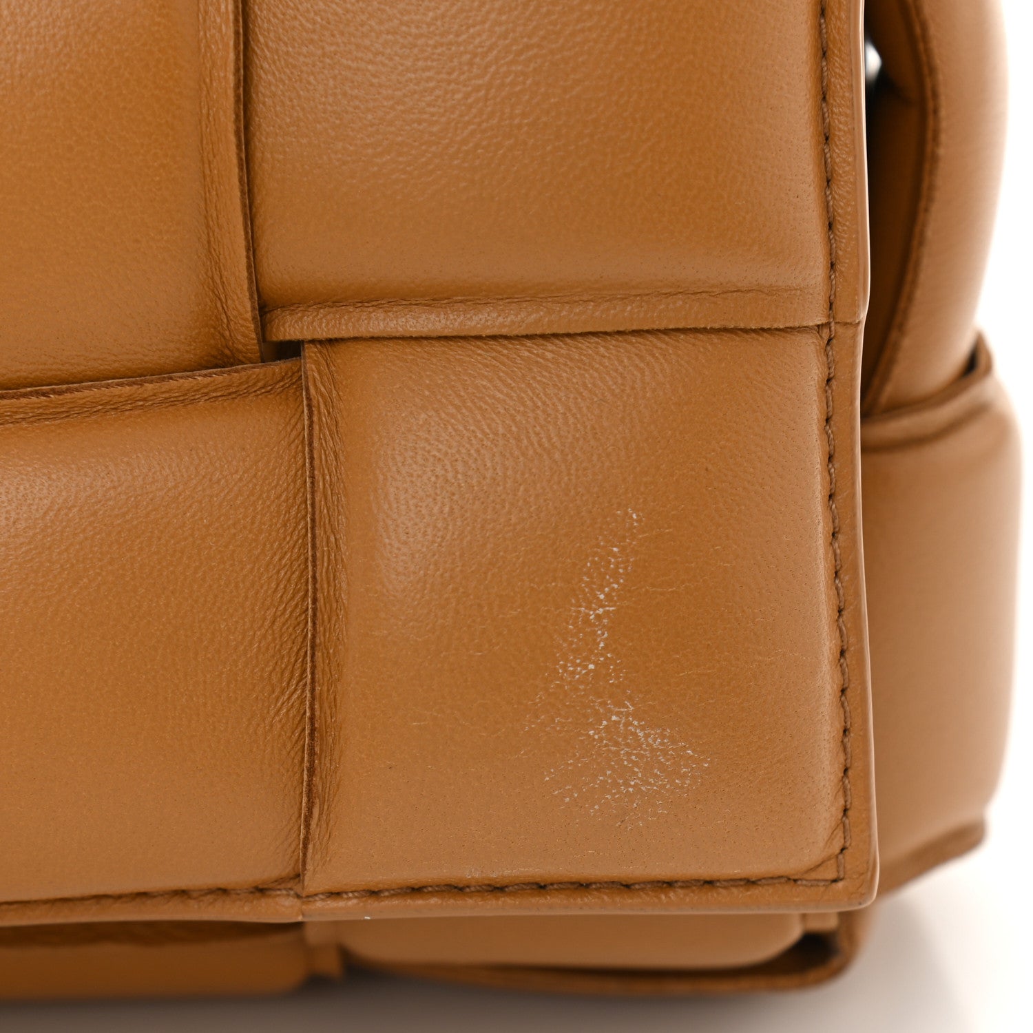 Bottega Veneta Lambskin Maxi Intreccio Padded Chain Cassette Crossbody Bag Caramel 9 of 15