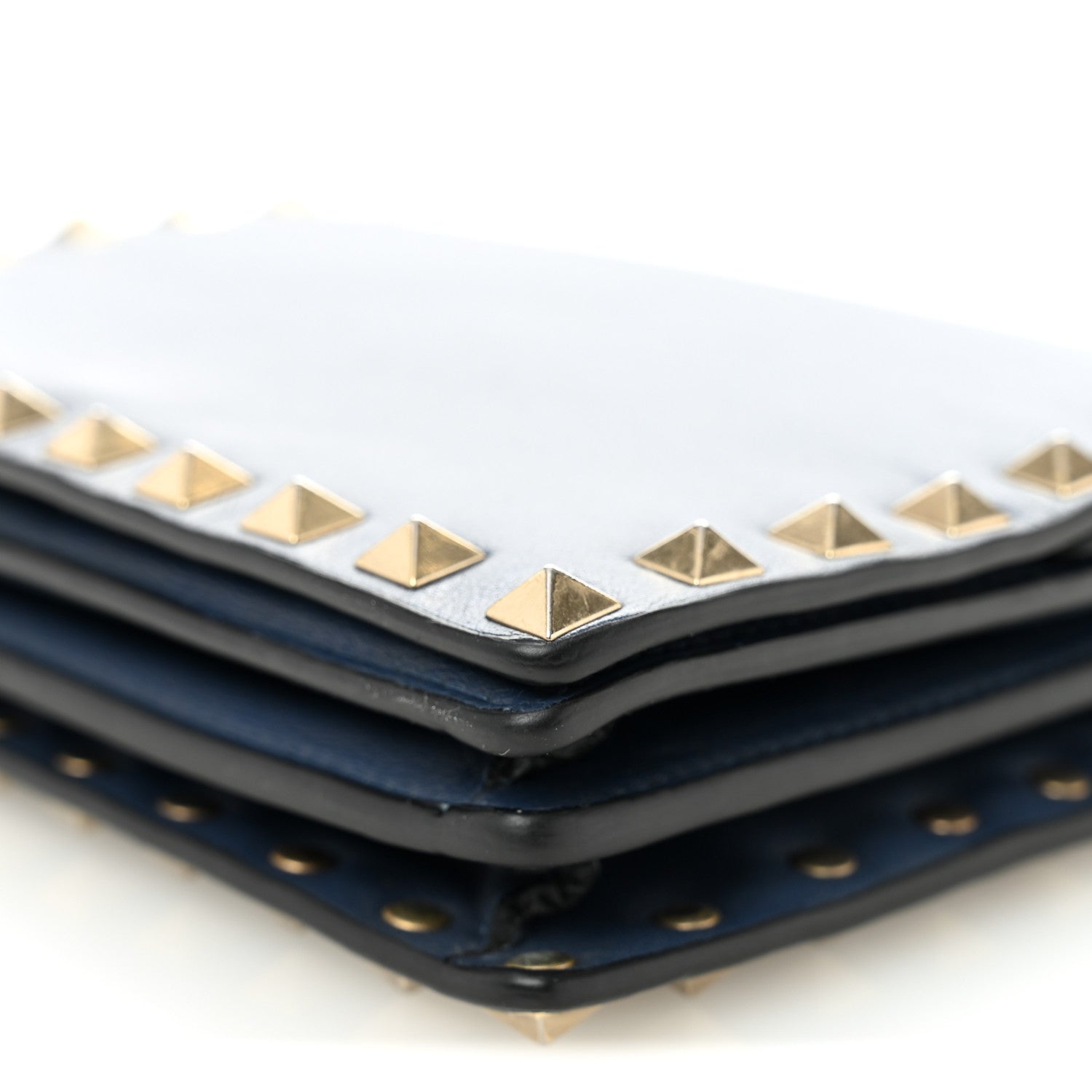 Valentino Garavani Calfskin Rockstud Wallet On Chain Marine 10 of 12