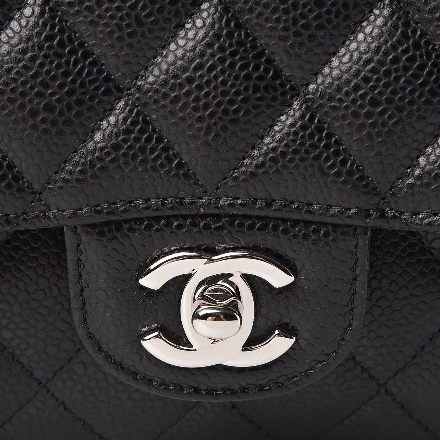 Caviar Quilted Medium Double Flap Black