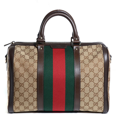 Gucci Monogram Vintage Web Medium Boston Dark Brown 1 of 8