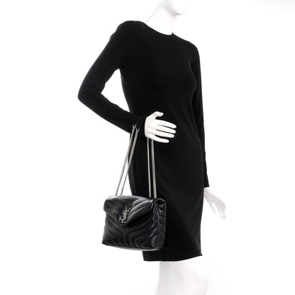 Saint Laurent Calfskin Y Quilted Monogram Small Loulou Chain Satchel Black 3 of 8