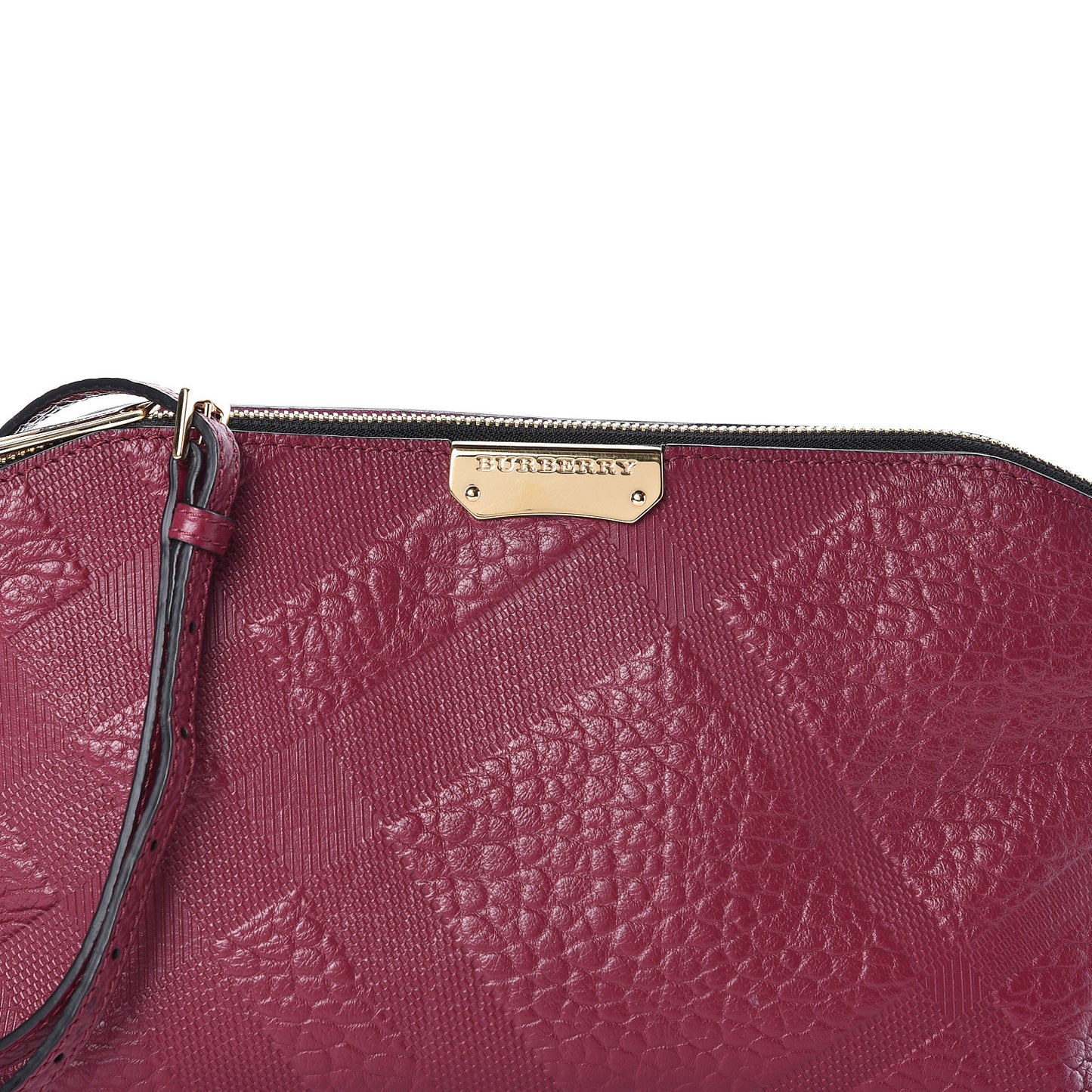 Signature Grain Calfskin Check Embossed Small Chichester Crossbody Clutch Bag Dark Plum