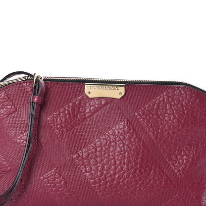 Burberry Signature Grain Calfskin Check Embossed Small Chichester Crossbody Clutch Bag Dark Plum 7 of 9