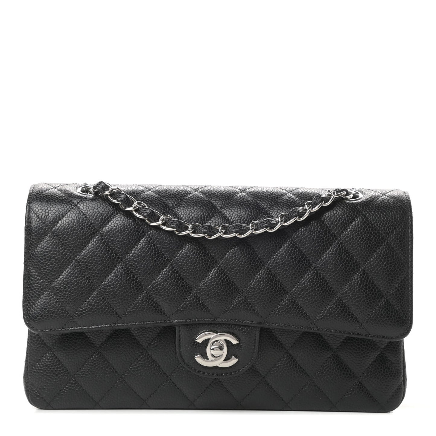 Caviar Quilted Medium Double Flap Black