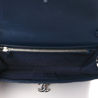 Chanel Lambskin Quilted Golden Class Clutch with Chain Navy Blue 6 of 10