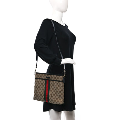 Gucci GG Monogram Web Flat Messenger Bag Black 2 of 10
