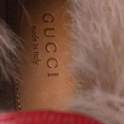 Gucci Malaga Kid Fur Womens Jordaan Loafers 36.5 Hibiscus Red Natural 7 of 10