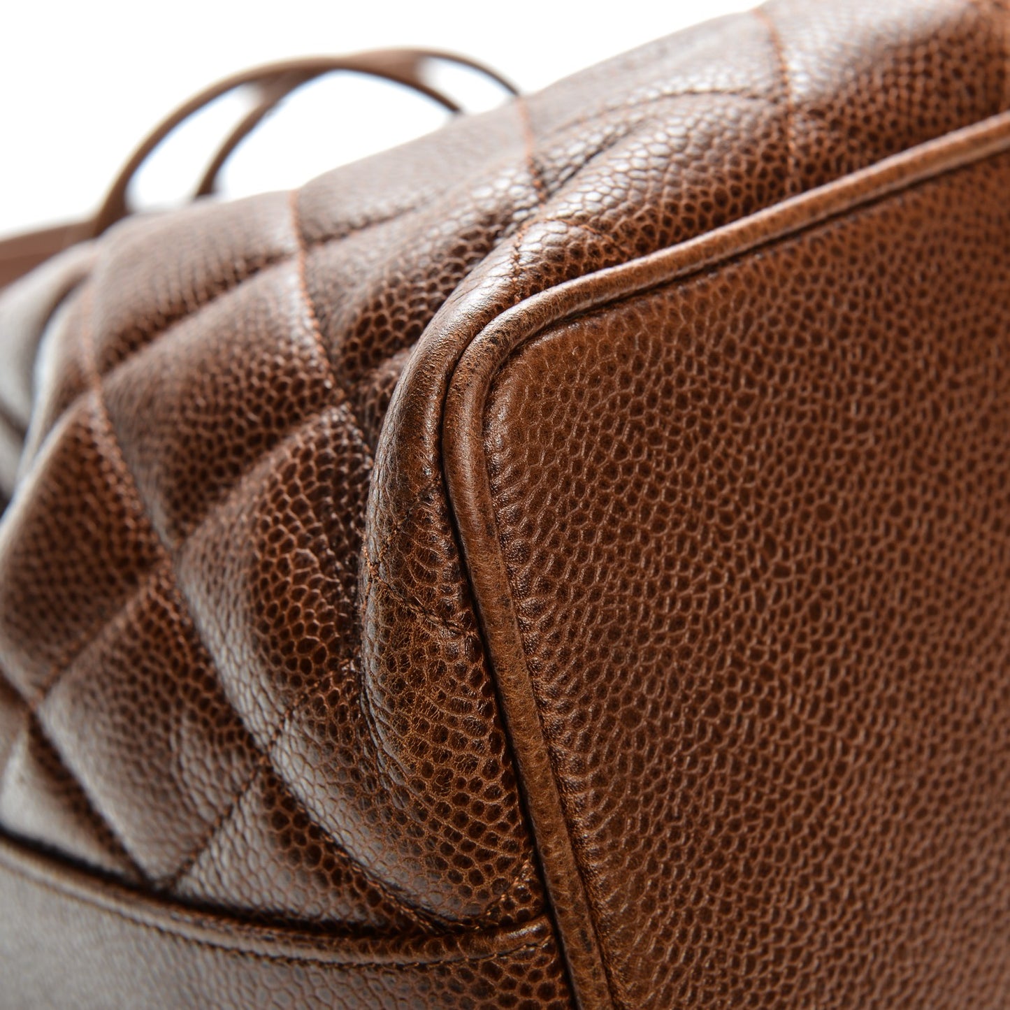 Caviar Quilted Drawstring Shoulder Bag Brown