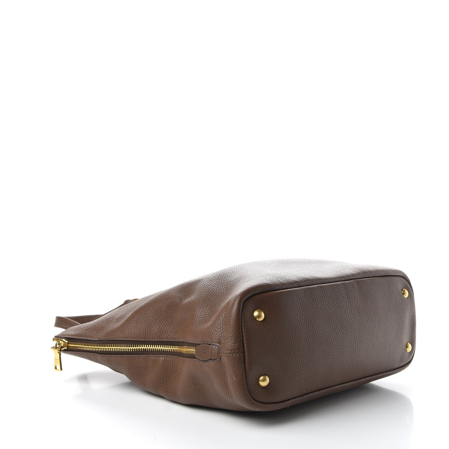 Vitello Daino Side Zip Tote Tabacco