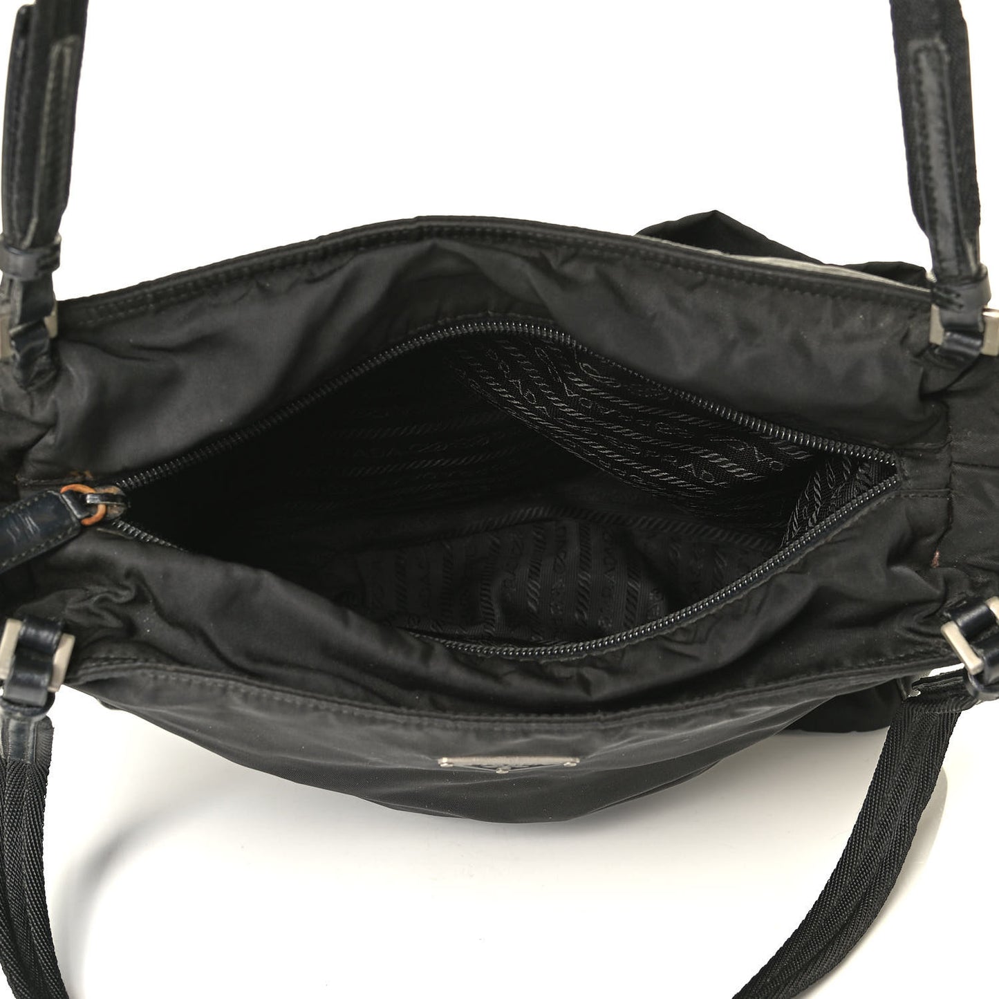 Tessuto Nylon Soft Calf Shoulder Bag Black
