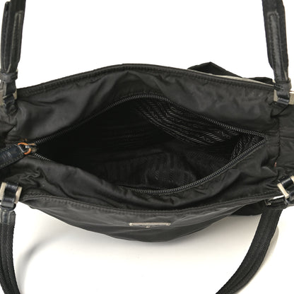 Prada Tessuto Nylon Soft Calf Shoulder Bag Black 4 of 8