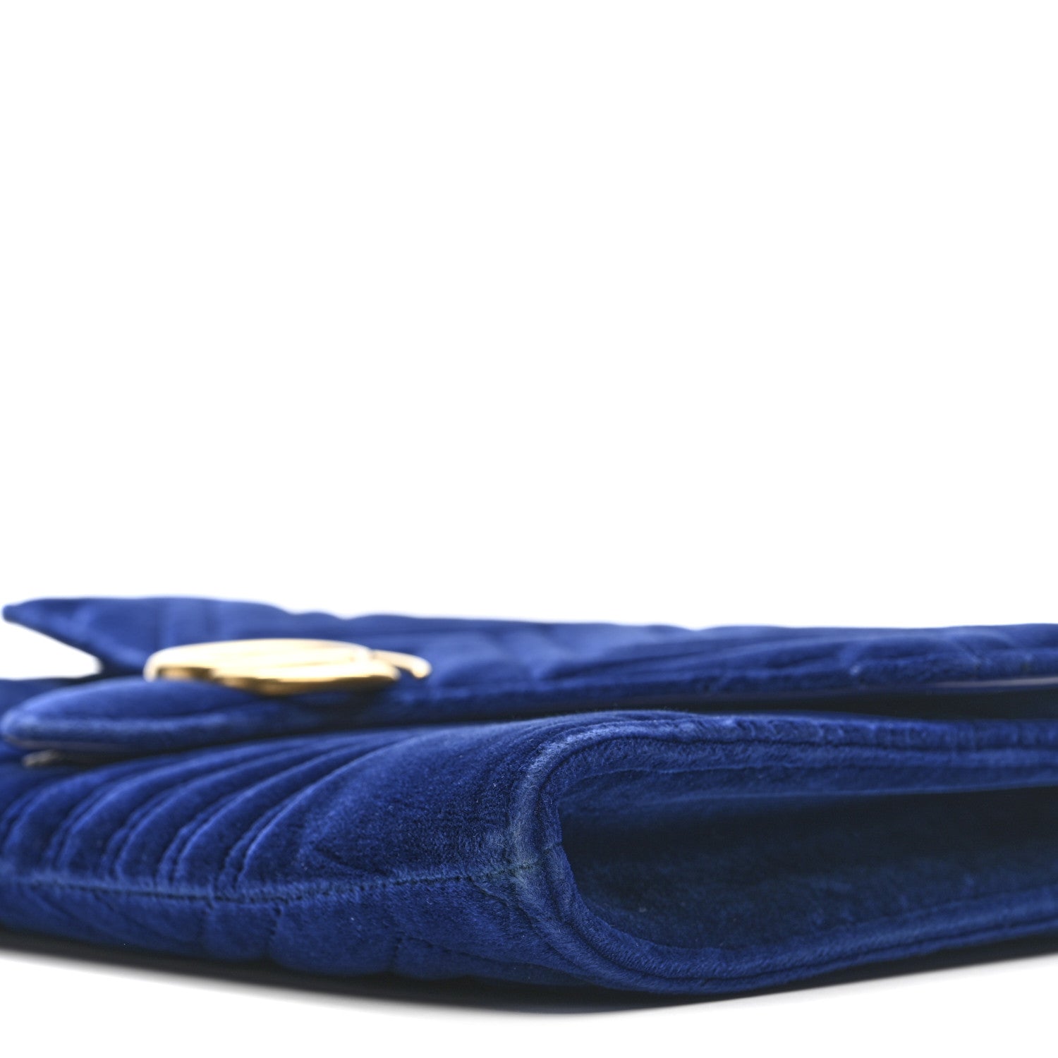 Gucci Velvet Matelasse GG Marmont Clutch Cobalt Blue 9 of 12