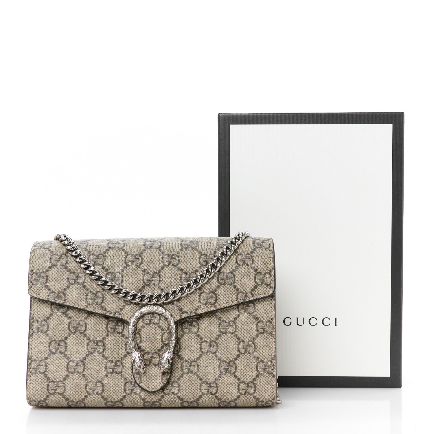 Gucci GG Supreme Monogram Mini Dionysus Chain Wallet Beige Taupe