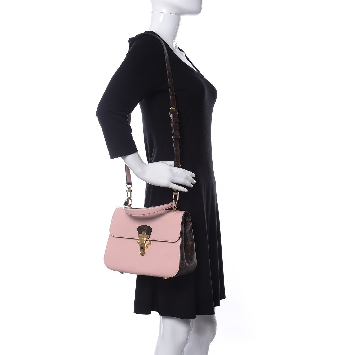 Louis Vuitton Patent Calfskin Monogram Cherrywood PM Rose Ballerine 2 of 12