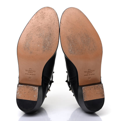 Valentino Garavani Grained Calfskin Rockstud Single Buckle 35mm Cowboy Ankle Boots 37 Black 4 of 4