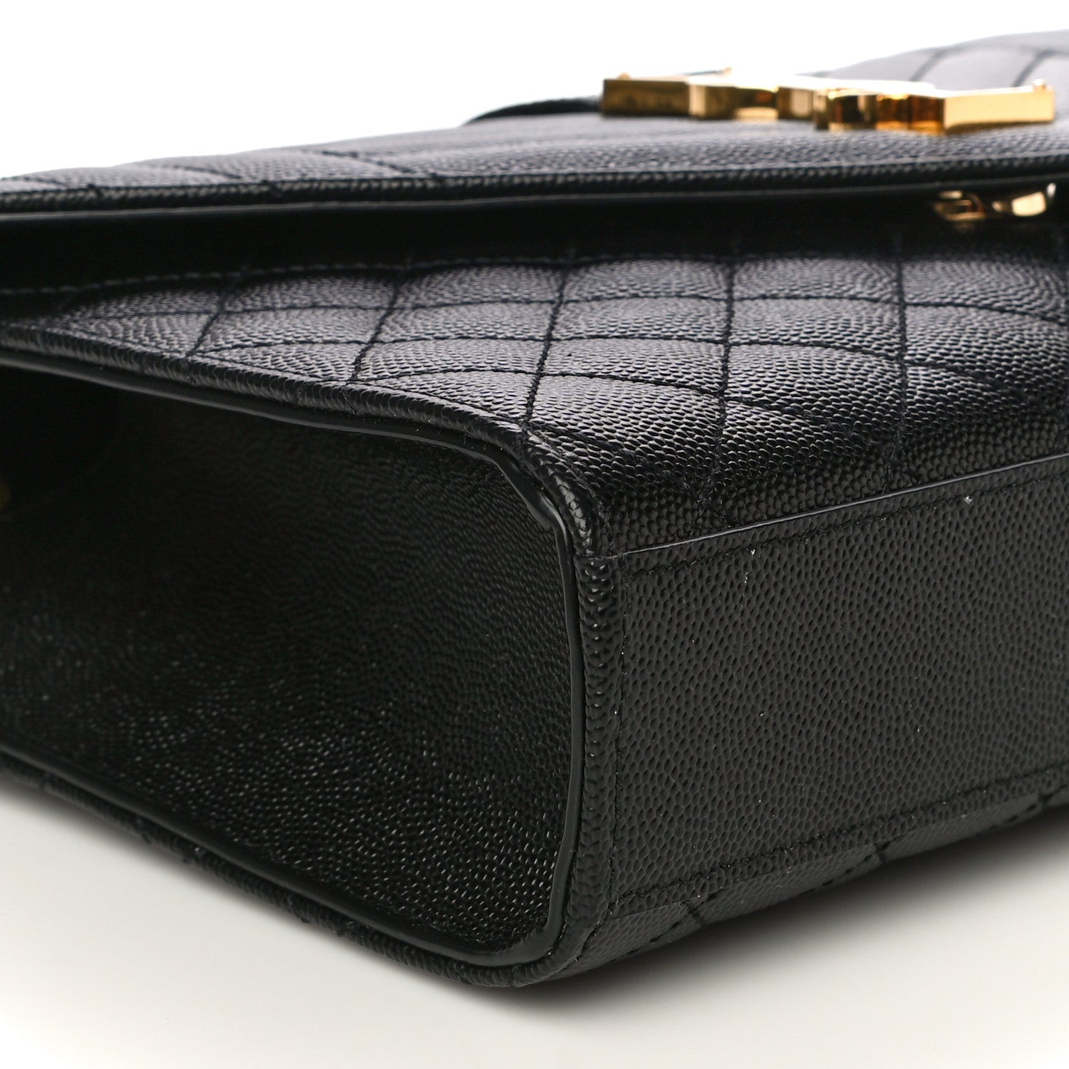 Saint Laurent Grain De Poudre Textured Mixed Matelasse Triquilt Medium Monogram Satchel Black 7 of 8