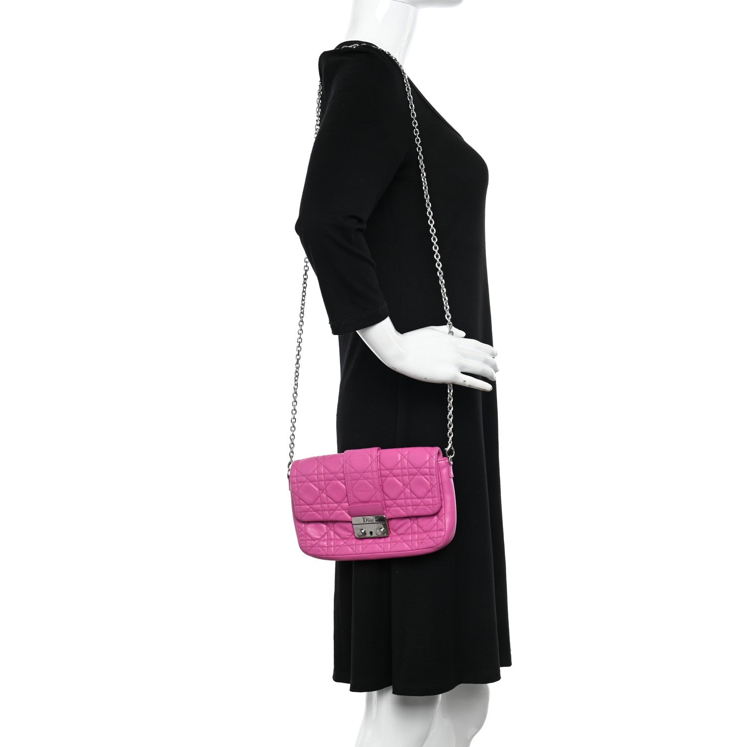Christian Dior Lambskin Cannage Miss Dior Promenade Pouch Fuchsia 2 of 11