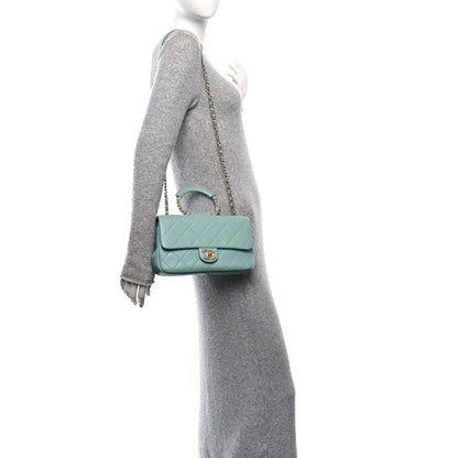 Chanel Lambskin Quilted Medium In The Loop Handle Flap Bag Light Blue 2 of 11