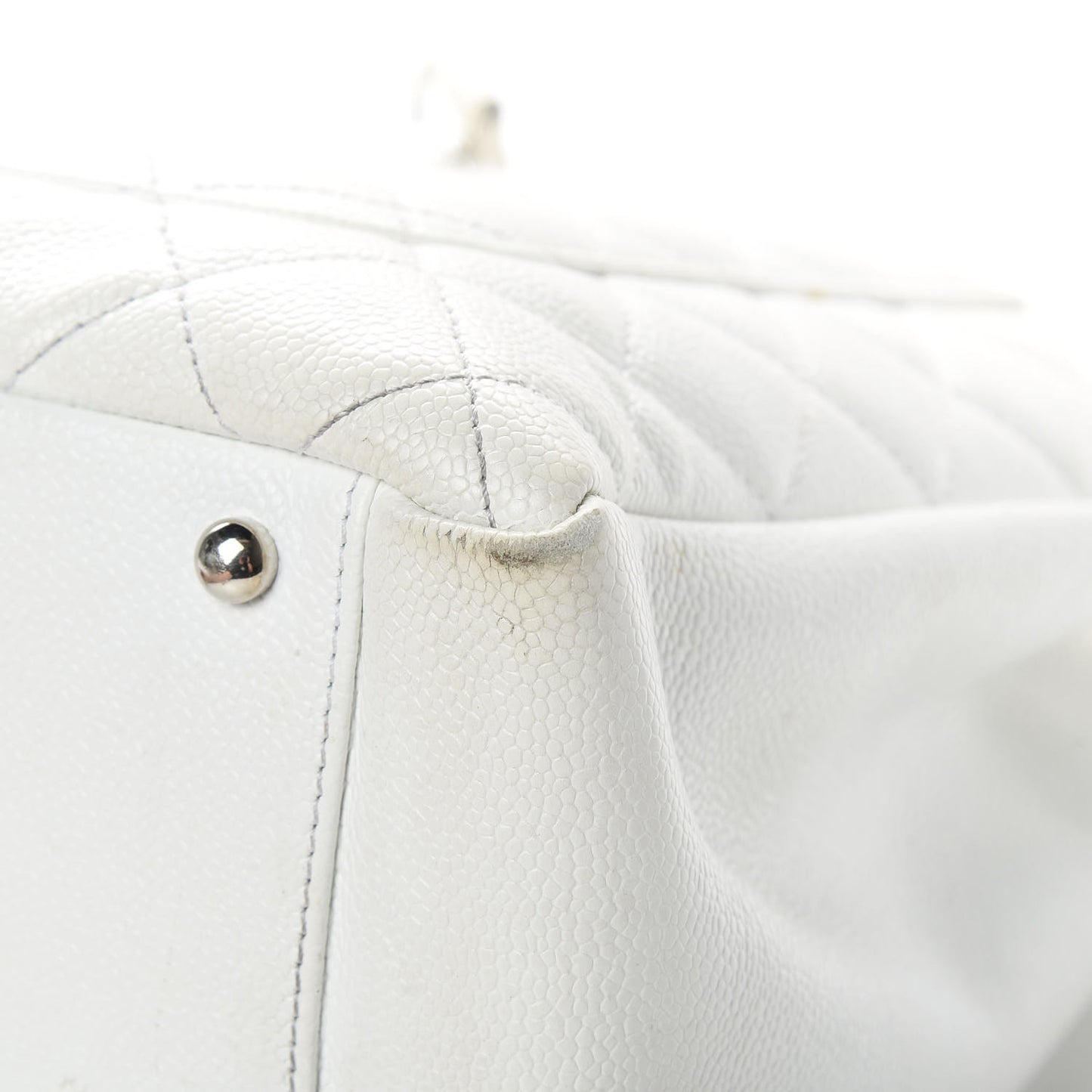 Caviar Quilted XL Grand Shopping Tote GST White