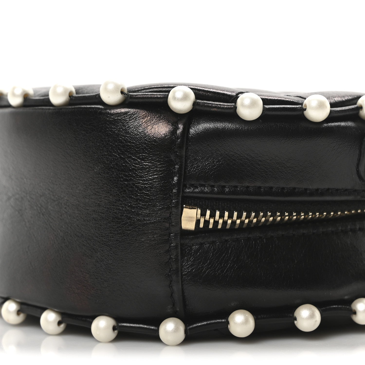Chanel Calfskin Quilted Pearl Round Clutch With Chain Black 9 of 9