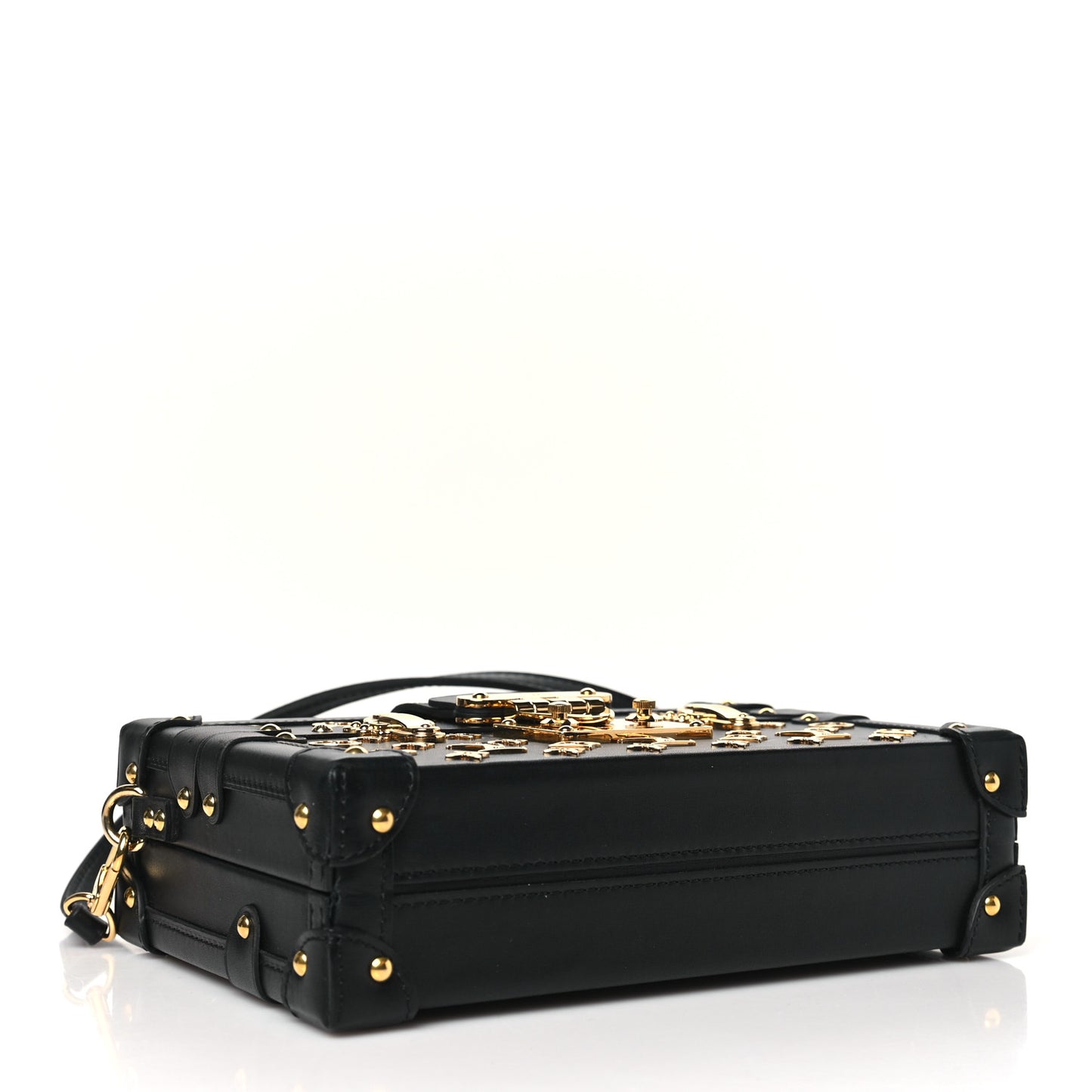 Calfskin Metal Monogram Petite Malle Black