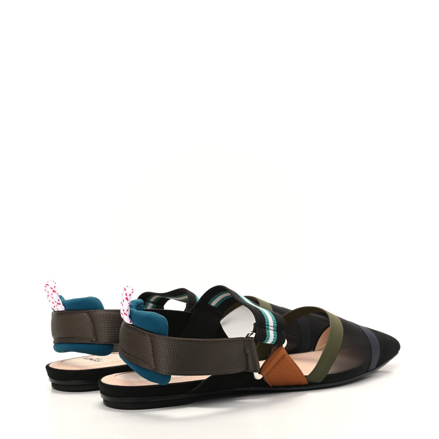 Fendi Technical Mesh Colibri Slingback Ballerina Flats 38.5 Green Multicolor 4 of 10
