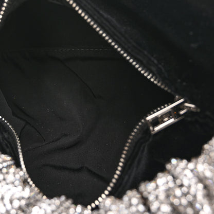 Alexander Wang Velvet Crystal Rhinestone Mini Scrunchie Bag Black Silver 6 of 10