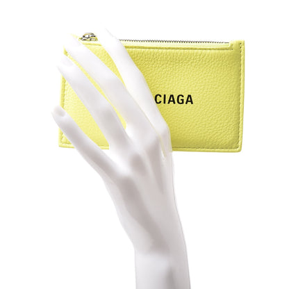 Balenciaga Calfskin Logo Everyday Long Coin Case Card Holder Acid Green 2 of 9