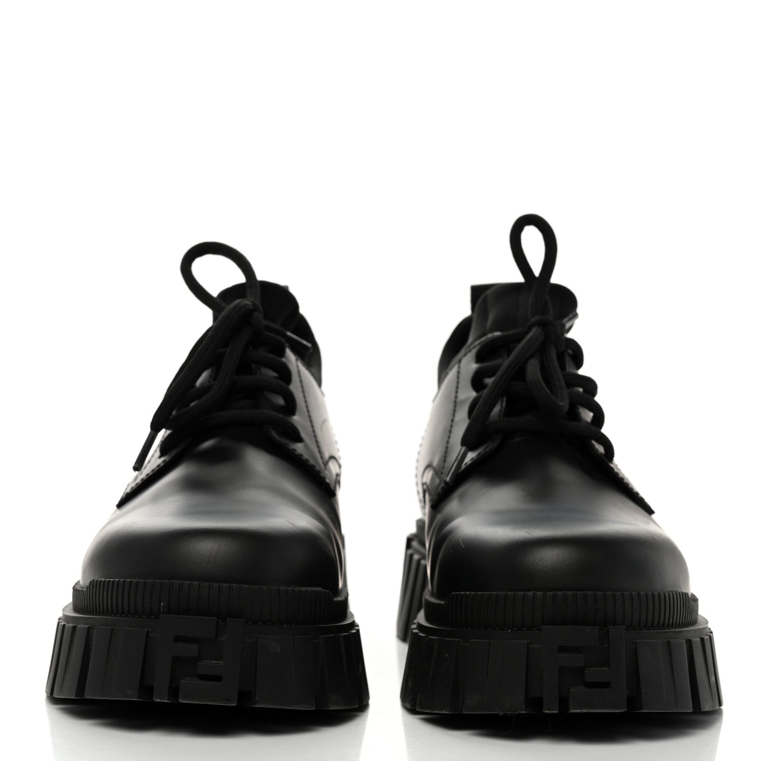 Fendi Vitello Abrasivato Lycra Womens Fendi Force Lace Up Oxfords 40.5 Black 2 of 9