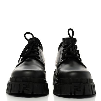 Fendi Vitello Abrasivato Lycra Womens Fendi Force Lace Up Oxfords 40.5 Black 2 of 9