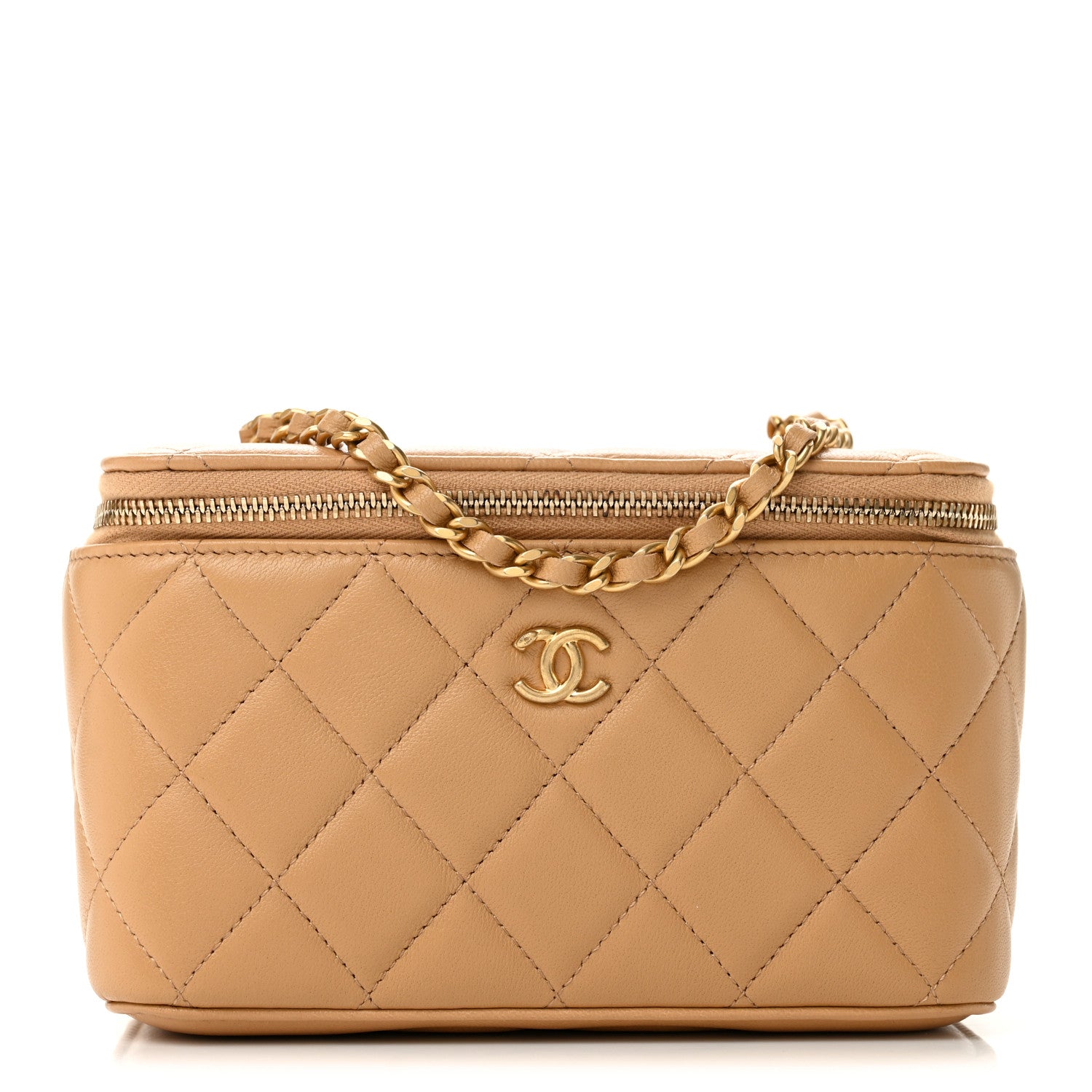 Chanel Lambskin Quilted Pearl Crush Small Vanity Case With Chain Beige 1 of 11