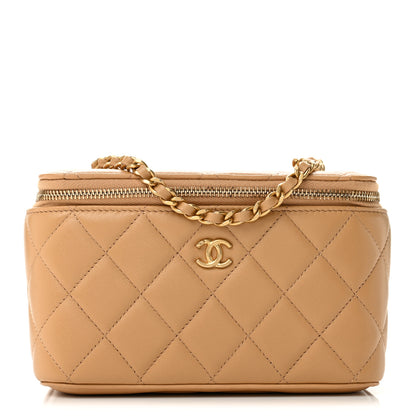 Chanel Lambskin Quilted Pearl Crush Small Vanity Case With Chain Beige 1 of 11
