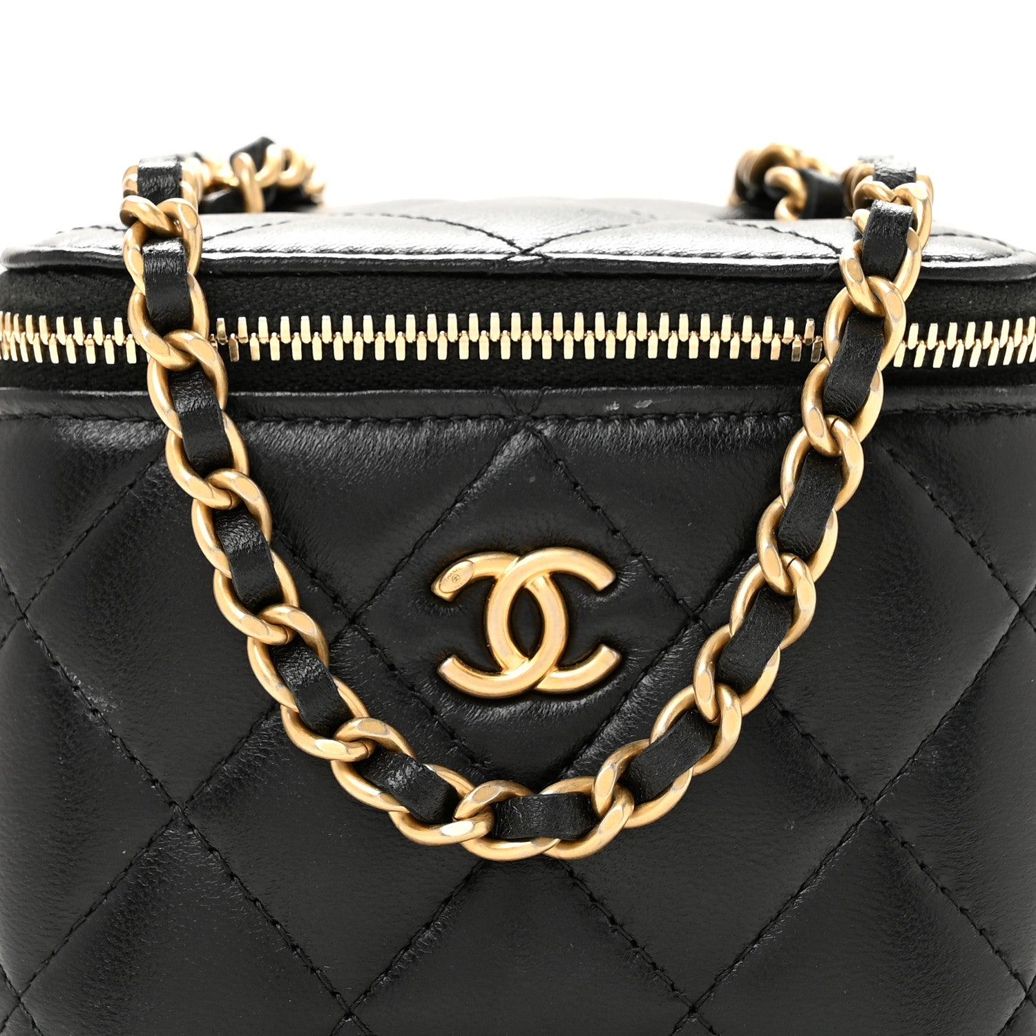 Chanel Lambskin Quilted Mini Pearl Crush Vanity Case With Chain Black 8 of 13