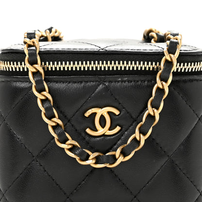 Chanel Lambskin Quilted Mini Pearl Crush Vanity Case With Chain Black 8 of 13