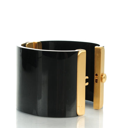 Chanel Resin CC Cuff Black Gold 3 of 5
