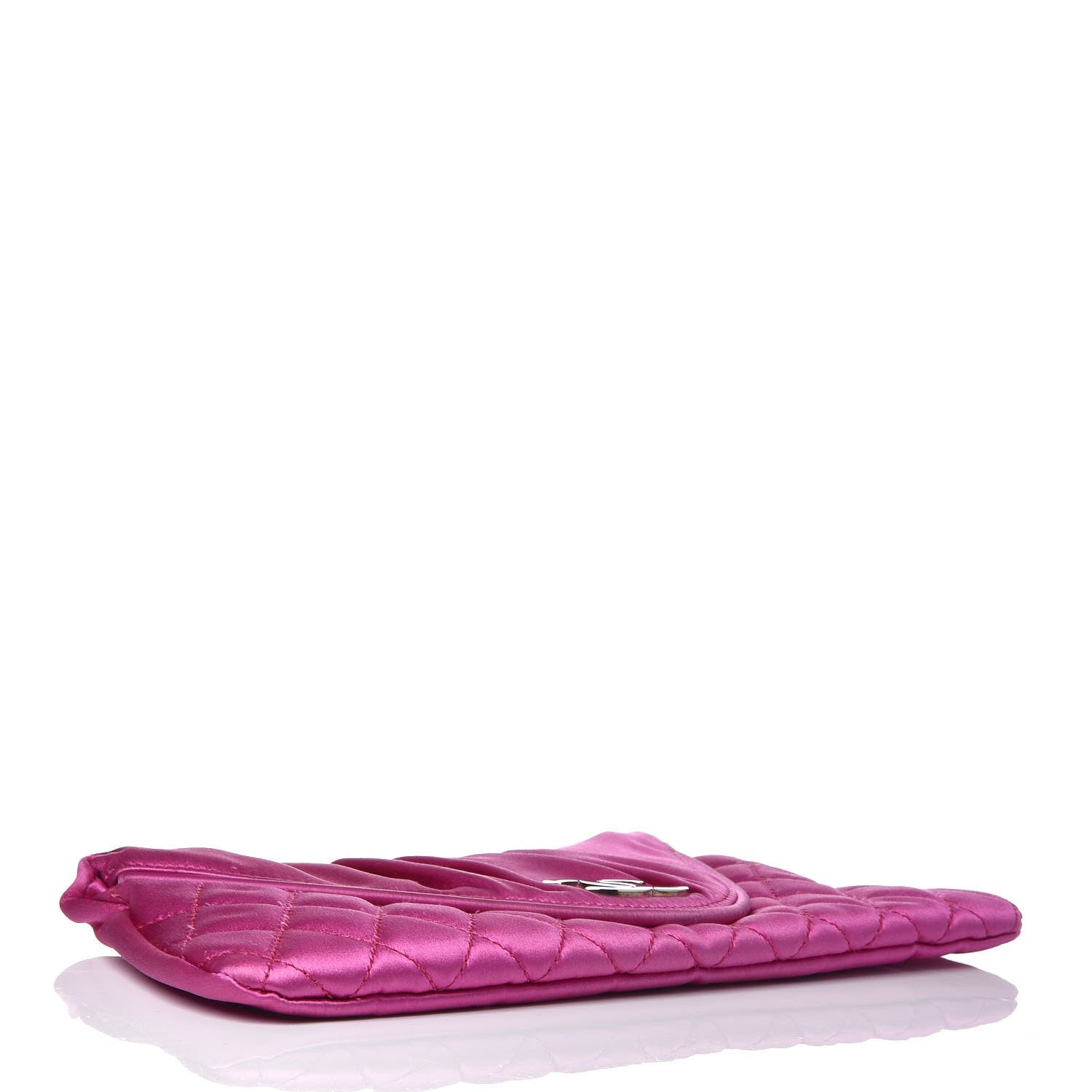 Chanel Satin Quilted Flap Clutch Fuchsia 4 of 8