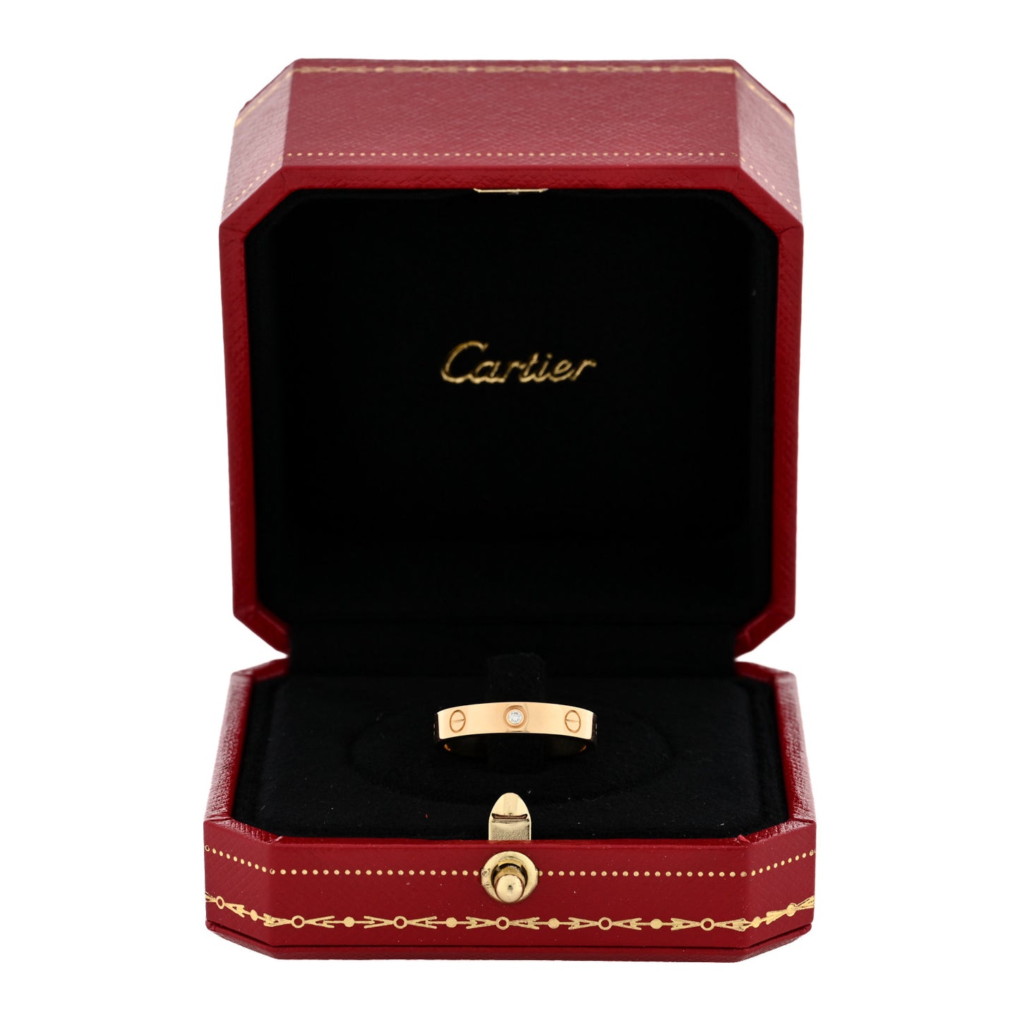 18K Yellow Gold Diamond 4mm LOVE Wedding Band Ring 55 7.25