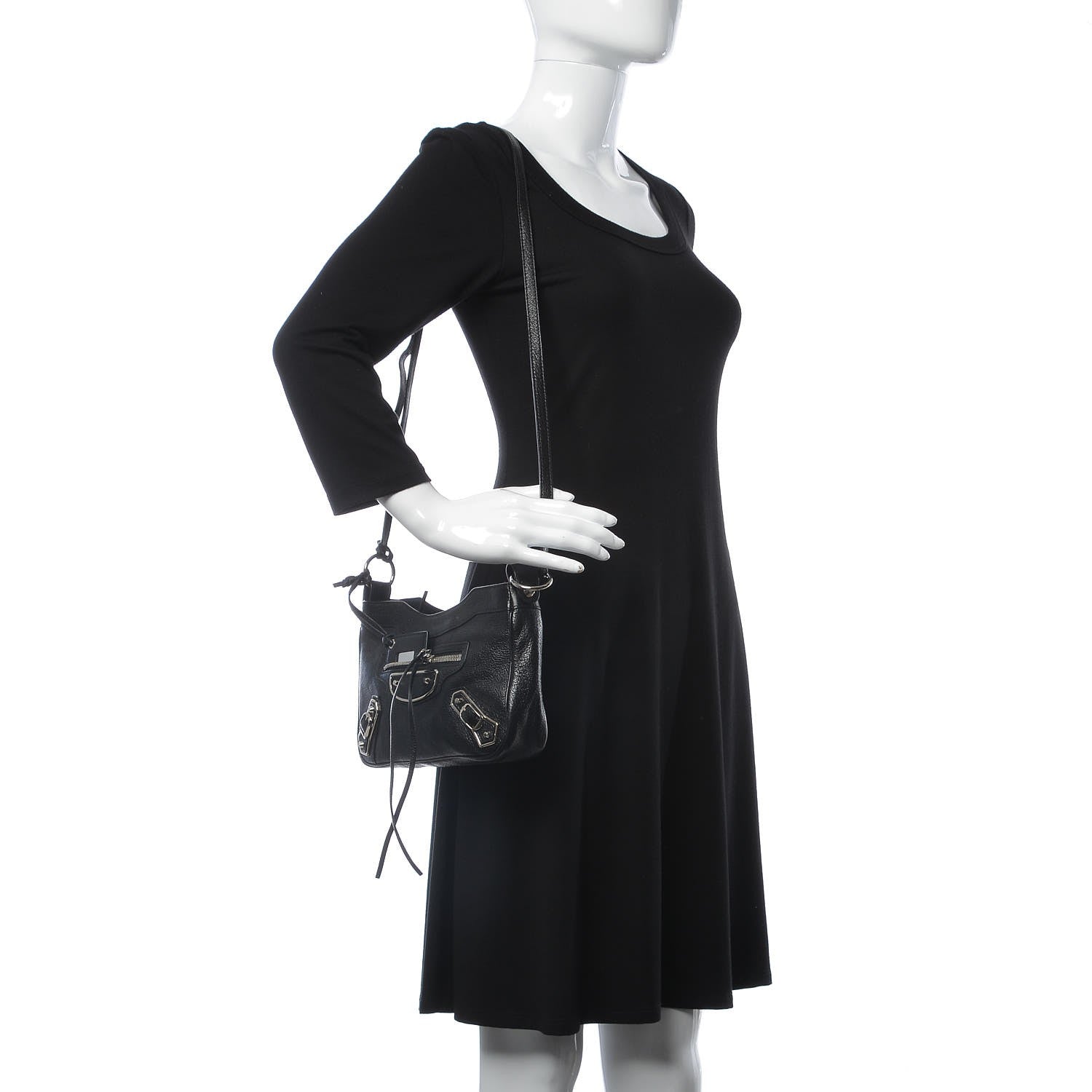 Balenciaga Chevre Silver Metallic Edge Hardware Hip Black 2 of 7
