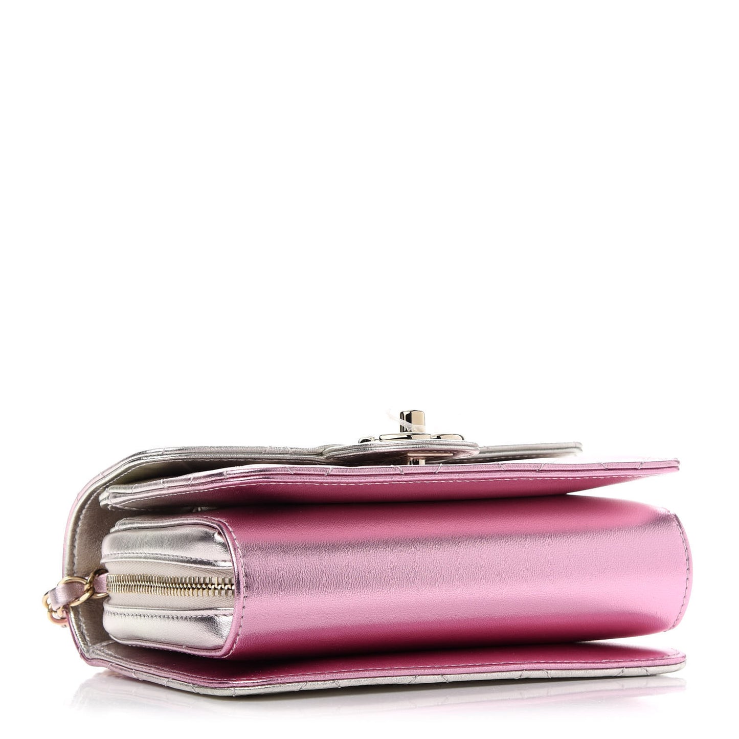 Metallic Lambskin Like A Wallet Flap Golden Pink