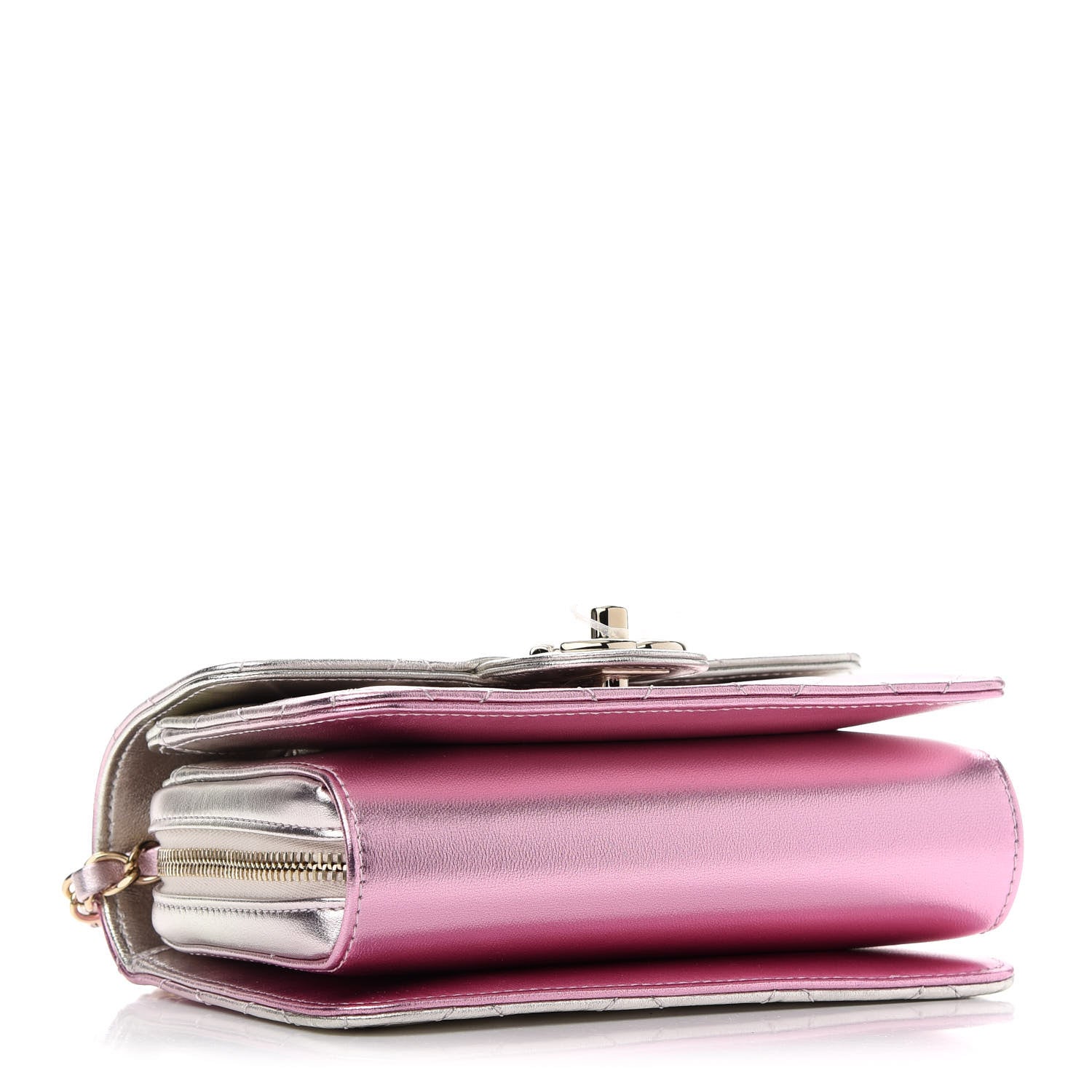 Chanel Metallic Lambskin Like A Wallet Flap Golden Pink 4 of 9