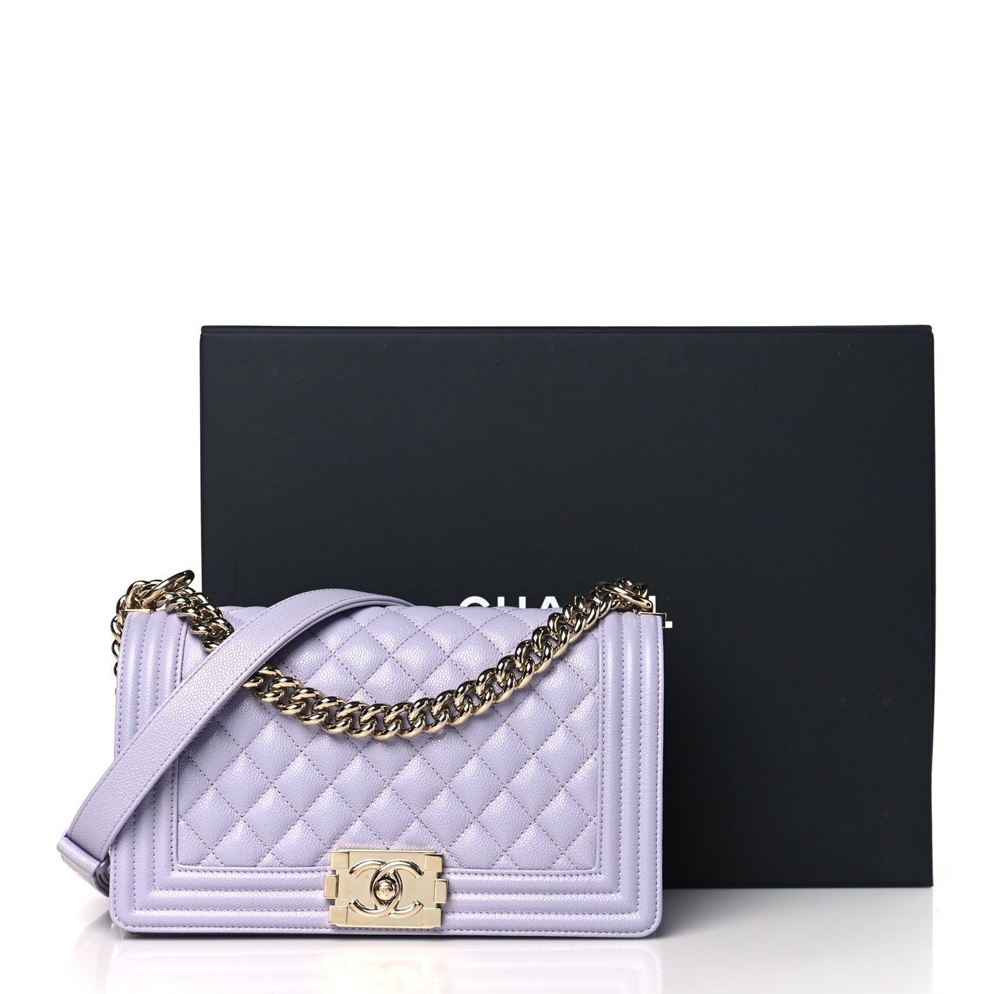 Caviar Quilted Medium Boy Flap Light Purple
