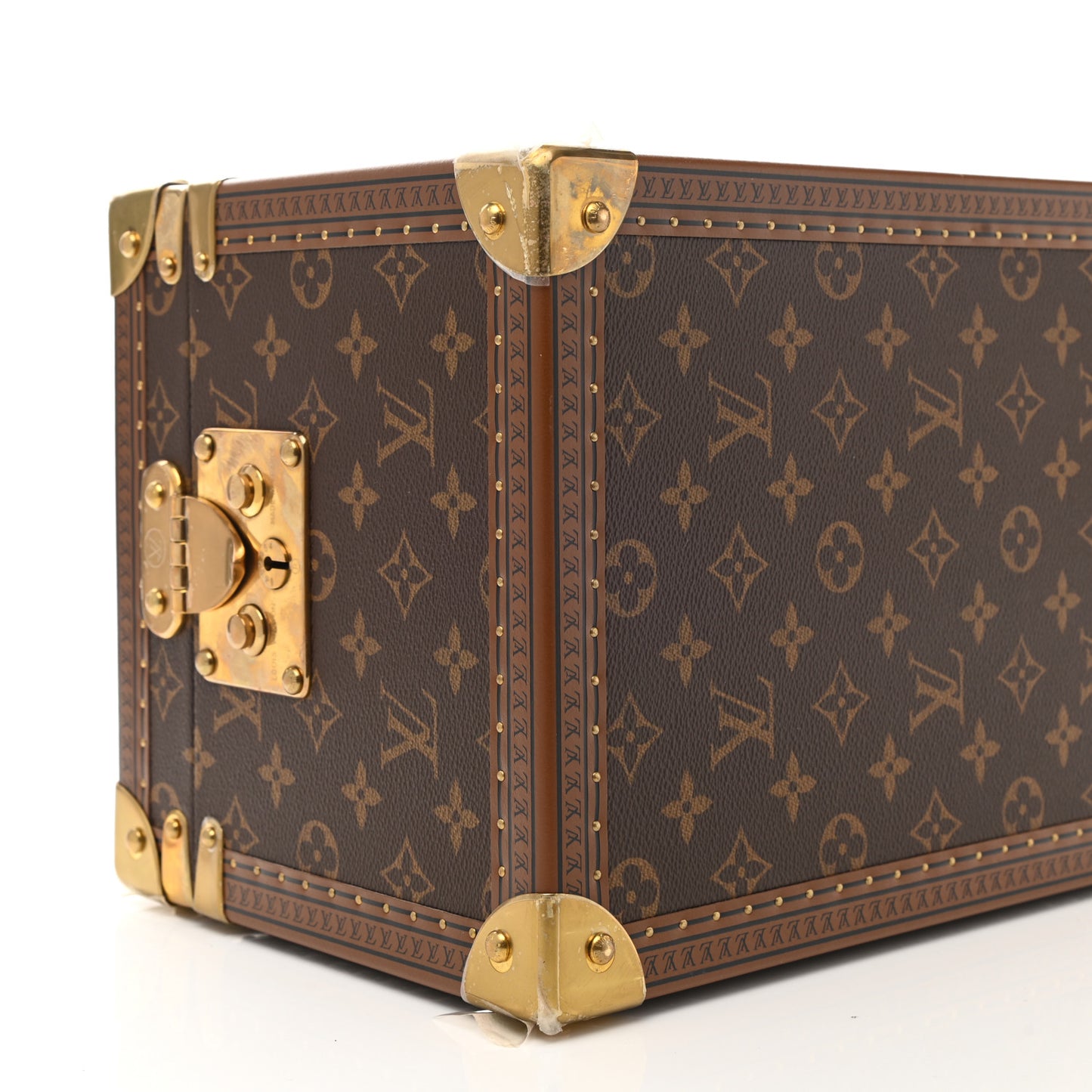 Monogram Boite Flacons Beauty Train Trunk Case Rouge Flamme