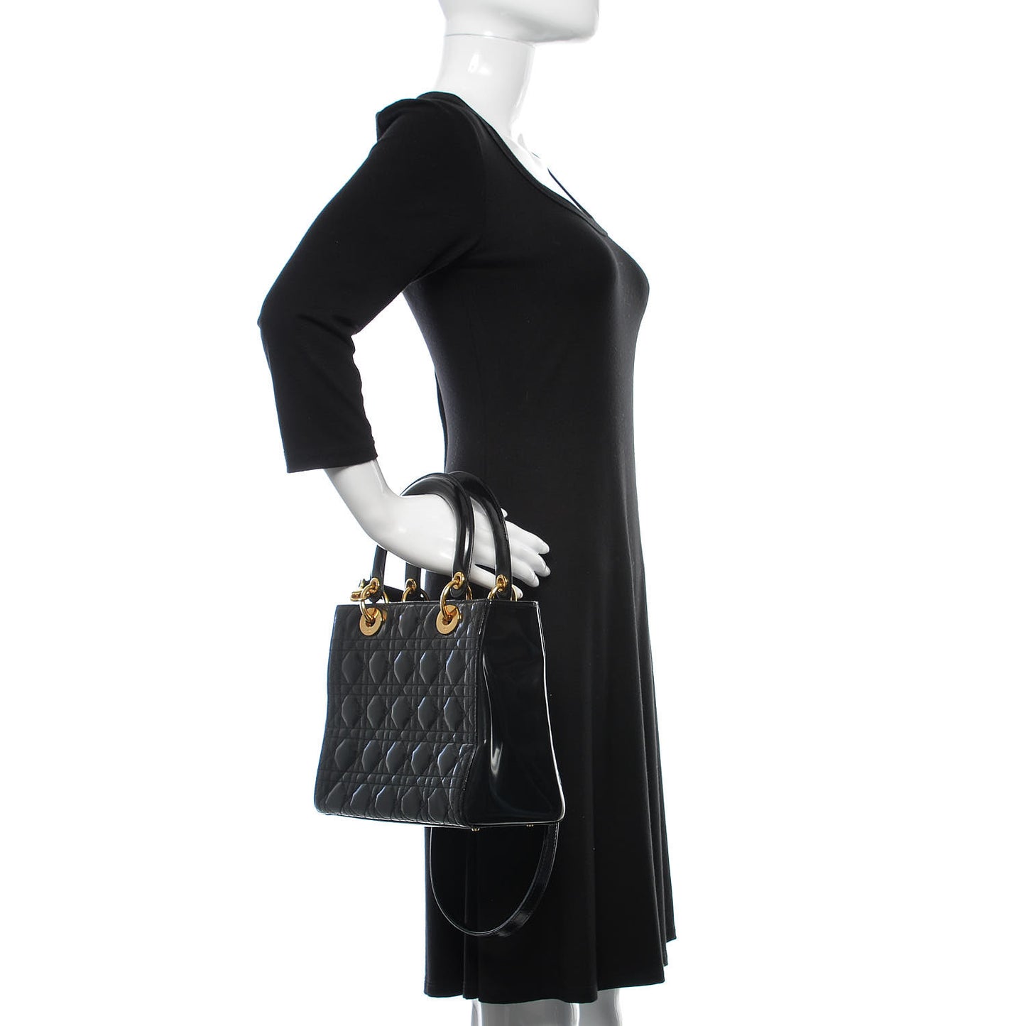 Patent Cannage Medium Lady Dior Black