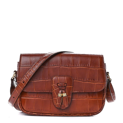 Celine Calfskin Crocodile Embossed Medium Tassel Bag Tan 1 of 11
