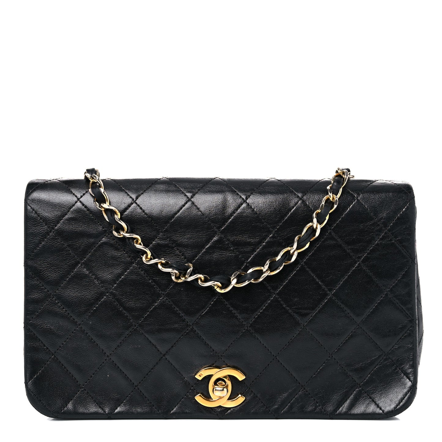 Lambskin Quilted Small Single Flap Black